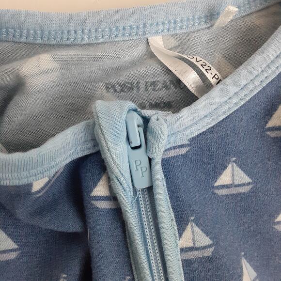Posh Peanut Bamboo Sleeper Baby 6-9mo Blue Sailboat Footed/Footless Full Zip - Picture 4 of 5